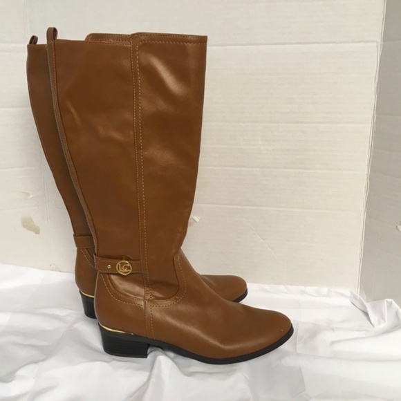 Liz Claiborne women’s boots SZ 11M caramel brown knee high classic faux … - Picture 4 of 12